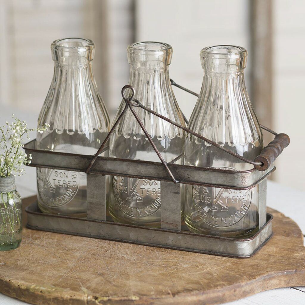 Red Hill General Store: 101 Glass Milk Bottle Uses  Milk bottle diy, Milk  bottle craft, Milk bottle decor